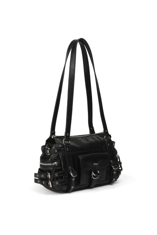 BELTED POCKET MINI SHOULDER BAG - 3 COLORS BLACK