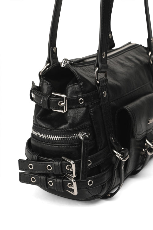 BELTED POCKET MINI SHOULDER BAG - 3 COLORS BLACK
