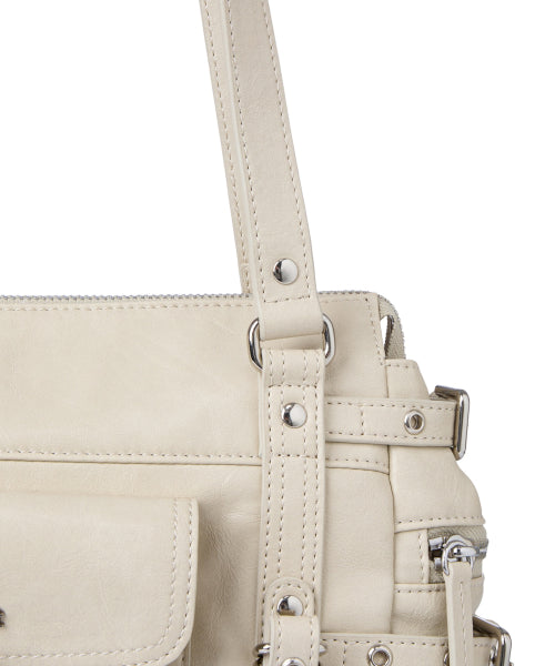 BELTED POCKET MINI SHOULDER BAG - 3 COLORS BEIGE