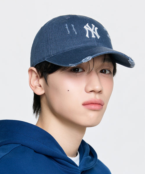 DAMAGE WASHED UNSTRUCTURED BALL CAP LA #KARINA同款! - 6 COLORS NAVY
