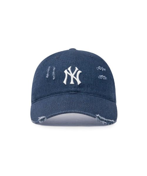 DAMAGE WASHED UNSTRUCTURED BALL CAP NY #KARINA同款! - 6 COLORS NAVY