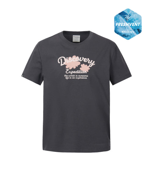 WOMEN FRESHVENT NATURE GRAPHIC TEE #NINGNING同款！ - 3 COLORS GREY