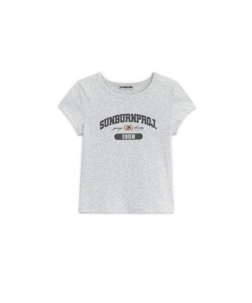 SUNBURN LOGO CAP SLEEVE T-SHIRT - 2 COLORS MELANGE GREY
