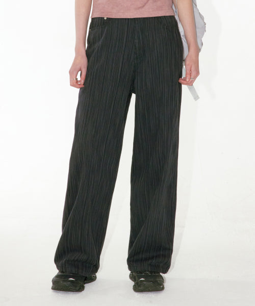 MODERN STRIPE DENIM PANTS BLACK