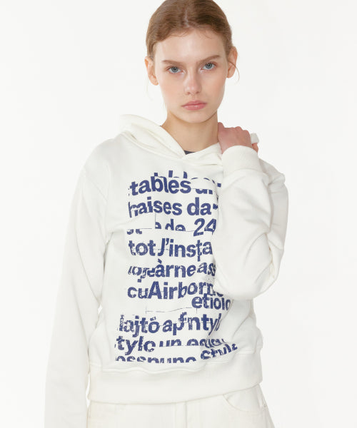 MULTI LETTERING HOODIE - 2 COLORS IVORY