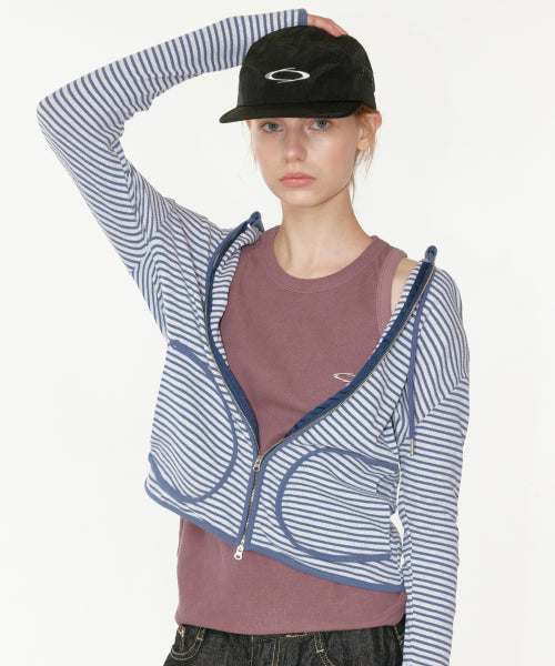 STRIPE HOODIE ZIP-UP - 2 COLORS NAVY