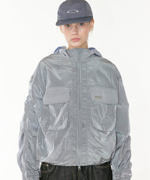 LINE SHIRRING WINDBREAKER - 2 COLORS GREY
