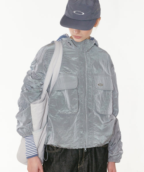 LINE SHIRRING WINDBREAKER - 2 COLORS GREY