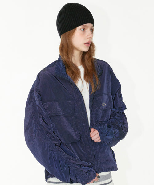 LINE SHIRRING WINDBREAKER - 2 COLORS NAVY