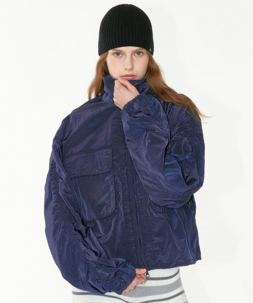 LINE SHIRRING WINDBREAKER - 2 COLORS NAVY