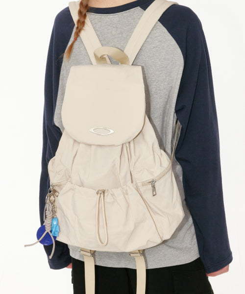 STRING FLAP BACKPACK - 3 COLORS IVORY