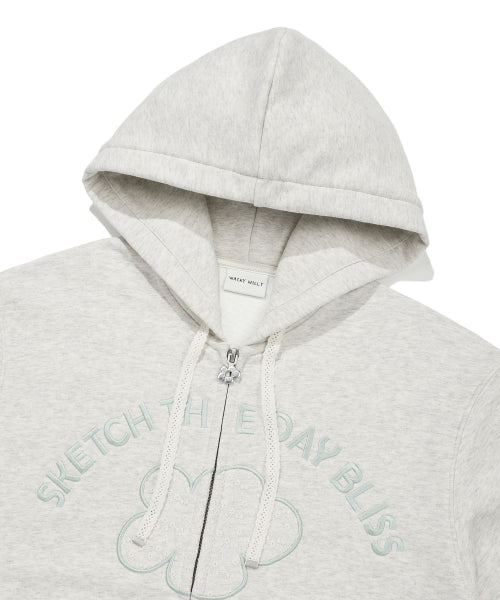 LILY APPLIQUE OVERFIT HOOD ZIP-UP #GISELLE同款! - 2 COLORS OATMEAL