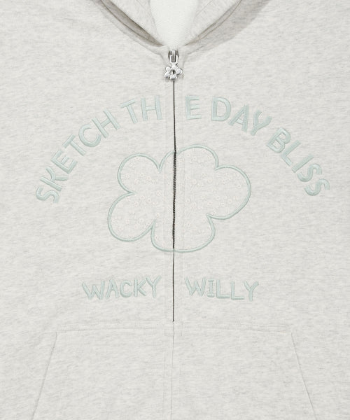 LILY APPLIQUE OVERFIT HOOD ZIP-UP #GISELLE同款! - 2 COLORS OATMEAL