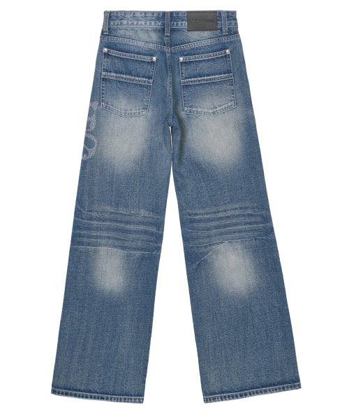 CRYSTAL BUTTERFLY DENIM WIDE PANTS #徐睿知同款! BLUE