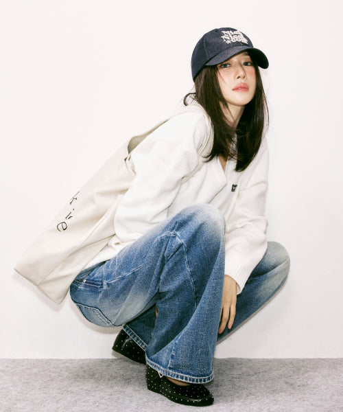 CRYSTAL BUTTERFLY DENIM WIDE PANTS #徐睿知同款! BLUE