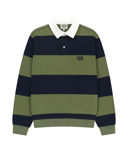 SMALL CLASSIC LOGO RUGBY STRIPE SWEATSHIRT - 5 COLORS NAVY