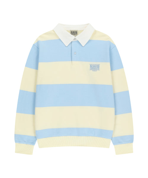SMALL CLASSIC LOGO RUGBY STRIPE SWEATSHIRT - 5 COLORS SKY BLUE