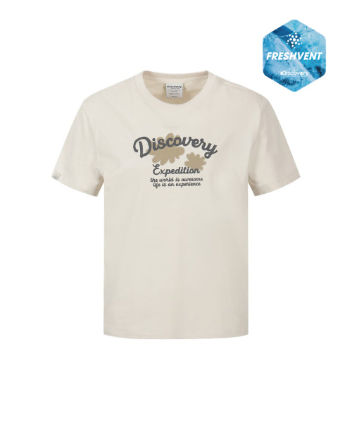 WOMEN FRESHVENT NATURE GRAPHIC TEE #NINGNING同款！ - 3 COLORS IVORY