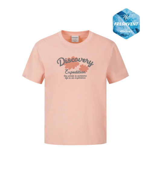 WOMEN FRESHVENT NATURE GRAPHIC TEE #NINGNING同款！ - 3 COLORS PEACH