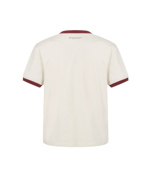 WOMEN FRESHVENT LETTERING SEMI CROP RINGER TEE #NINGNING同款！ - 4 COLORS IVORY