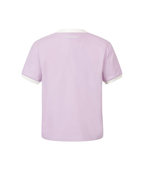 WOMEN FRESHVENT LETTERING SEMI CROP RINGER TEE #NINGNING同款！ - 4 COLORS AS SHOWN