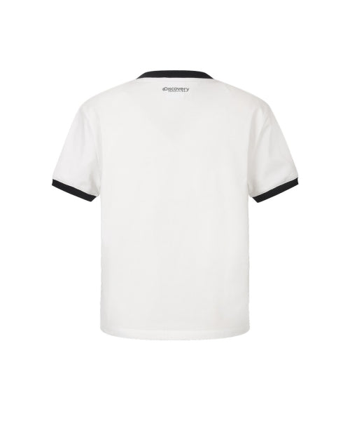WOMEN FRESHVENT LETTERING SEMI CROP RINGER TEE #NINGNING同款！ - 4 COLORS WHITE