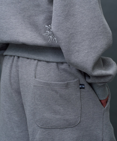 WAFFLE SWEAT TRAINING BERMUDA PANTS - 3 COLORS MELANGE GREY