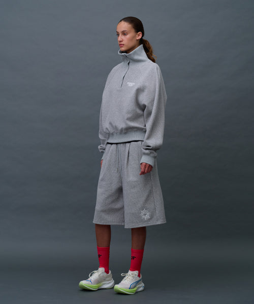 WAFFLE SWEAT TRAINING BERMUDA PANTS - 3 COLORS MELANGE GREY