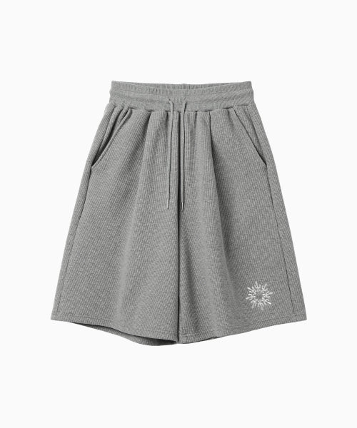 WAFFLE SWEAT TRAINING BERMUDA PANTS - 3 COLORS MELANGE GREY