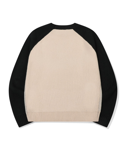 BEAR RAGLAN PULLOVER KNIT - 2 COLORS BLACK