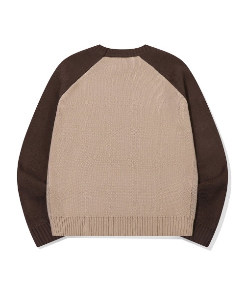 BEAR RAGLAN PULLOVER KNIT - 2 COLORS BROWN