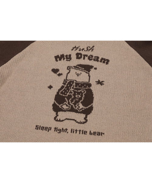 BEAR RAGLAN PULLOVER KNIT - 2 COLORS BROWN