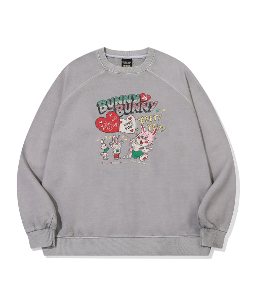 BUNNY BUNNY RAGLAN PIGMENT SWEATSHIRT GHOST GREY