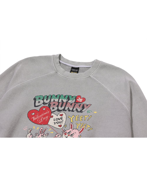 BUNNY BUNNY RAGLAN PIGMENT SWEATSHIRT GHOST GREY