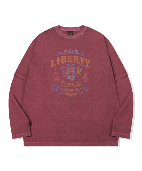 TEE LAYERED PIGMENT LONG SLEEVE - 2 COLORS PINK