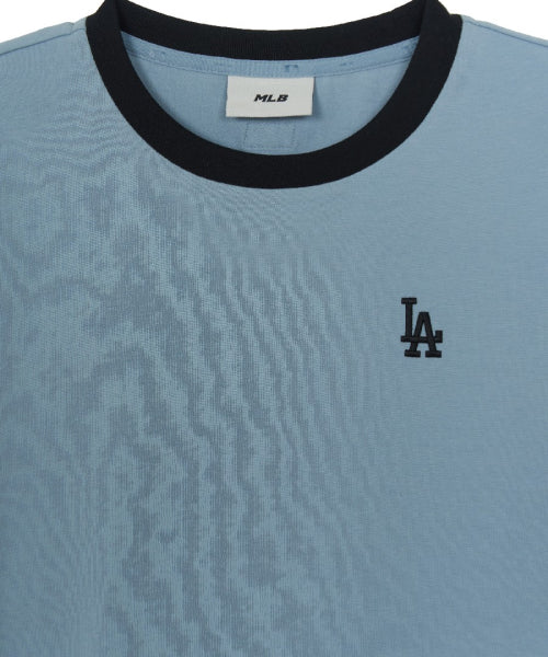 BASIC SMALL LOGO RINGER T-SHIRT LA #KARINA同款! - 4 COLORS SKY BLUE