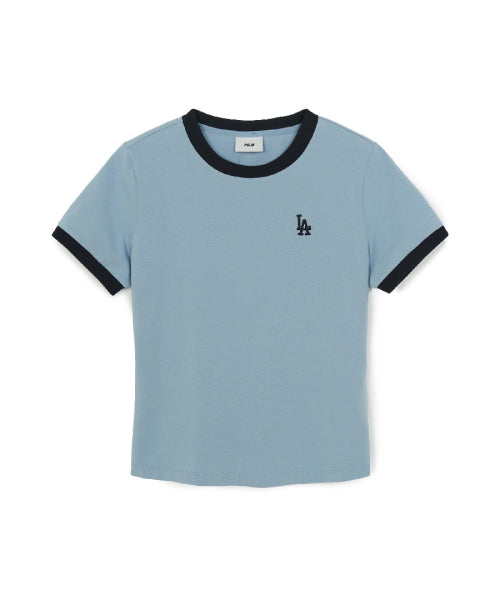 BASIC SMALL LOGO RINGER T-SHIRT NY #KARINA同款! - 4 COLORS SKY BLUE