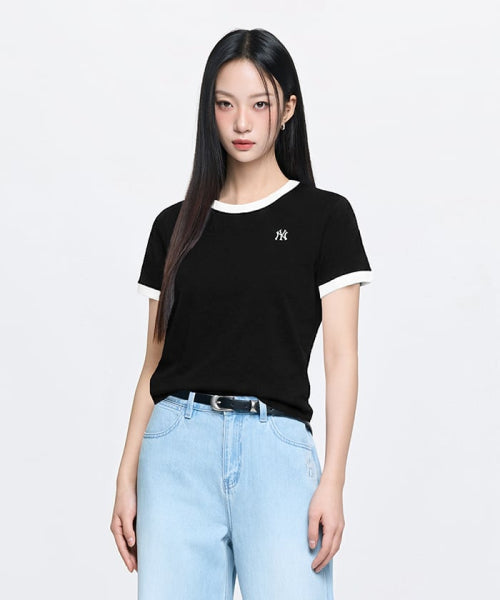 BASIC SMALL LOGO RINGER T-SHIRT SF #KARINA同款! - 4 COLORS BLACK