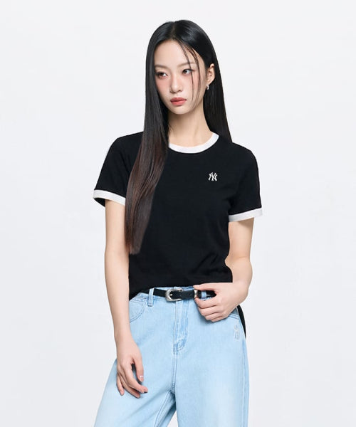 BASIC SMALL LOGO RINGER T-SHIRT PHI #KARINA同款! - 4 COLORS BLACK