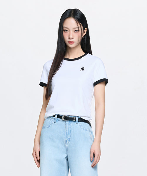 BASIC SMALL LOGO RINGER T-SHIRT PHI #KARINA同款! - 4 COLORS WHITE