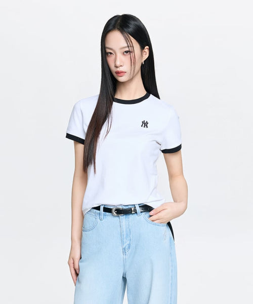 BASIC SMALL LOGO RINGER T-SHIRT LA #KARINA同款! - 4 COLORS WHITE