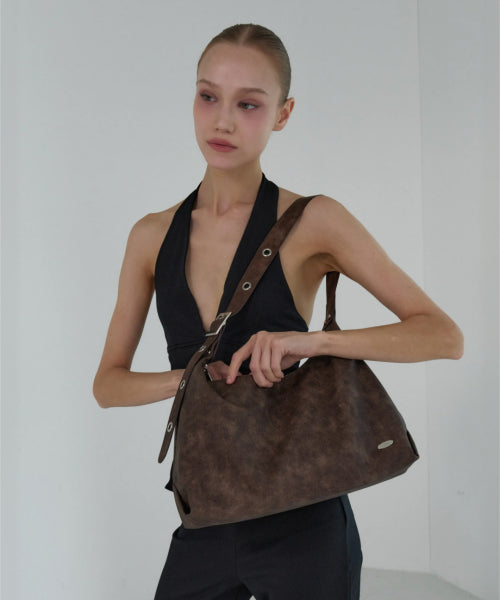 DAVE EYELET HOBO BAG - 3 COLORS DARK BROWN