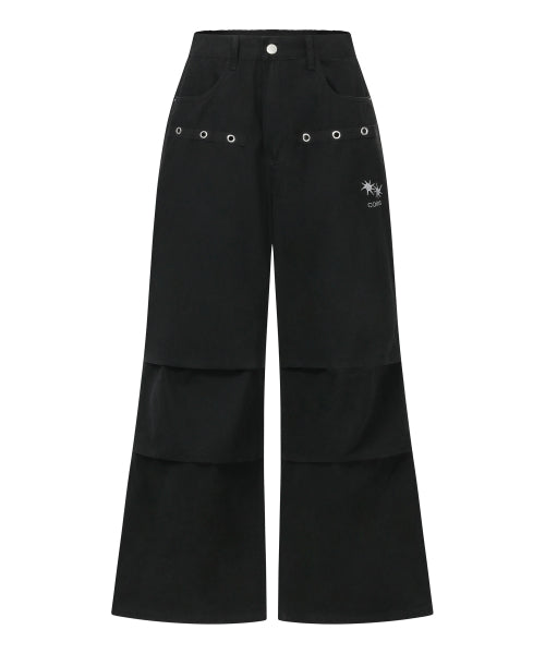 BACK TEE LOGO PARACHUTE PANTS UNISEX - 2 COLORS BLACK