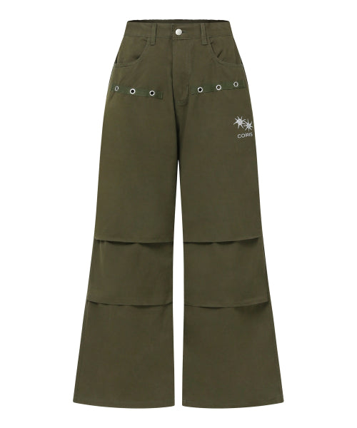 BACK TEE LOGO PARACHUTE PANTS UNISEX - 2 COLORS BLACK