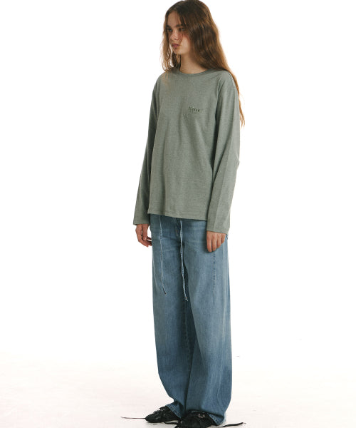 MINI BAM LINE LOGO LONG SLEEVE T-SHIRT - 3 COLORS KHAKI