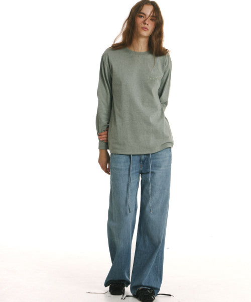 MINI BAM LINE LOGO LONG SLEEVE T-SHIRT - 3 COLORS KHAKI