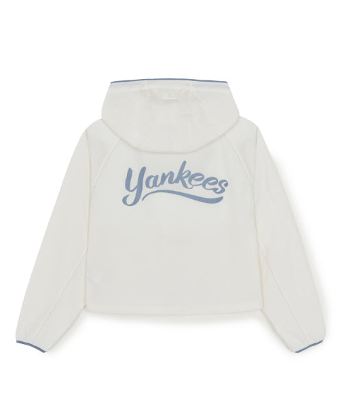 SPORTIVE CURSIVE LOGO HOOD WINDBREAKER NY #KARINA同款! - 3 COLORS IVORY