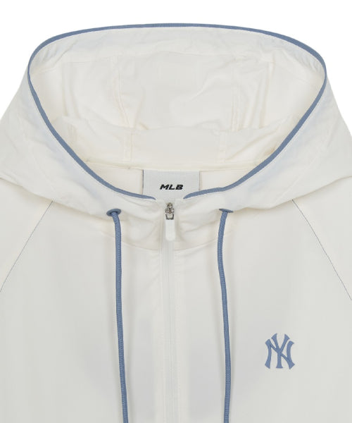 SPORTIVE CURSIVE LOGO HOOD WINDBREAKER NY #KARINA同款! - 3 COLORS IVORY