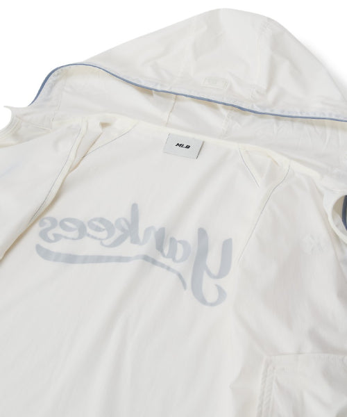 SPORTIVE CURSIVE LOGO HOOD WINDBREAKER NY #KARINA同款! - 3 COLORS IVORY