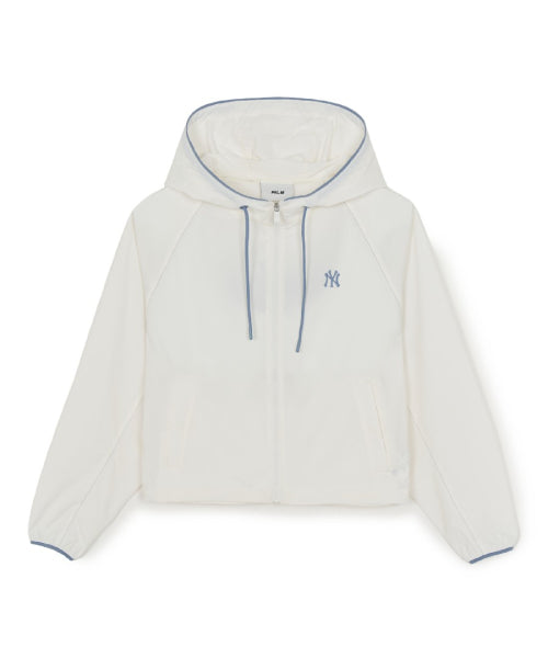 SPORTIVE CURSIVE LOGO HOOD WINDBREAKER NY #KARINA同款! - 3 COLORS IVORY